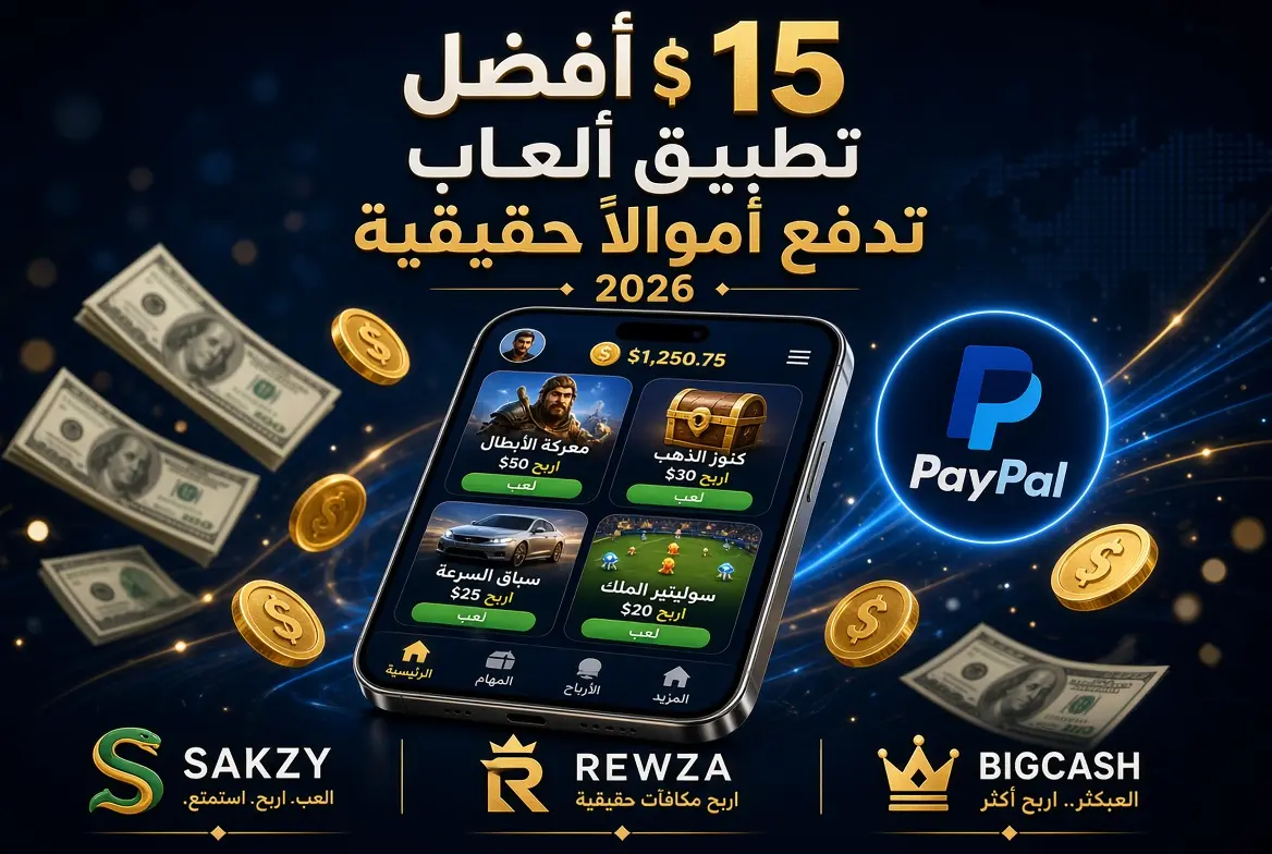 أفضل 15 تطبيق وموقع ألعاب تدفع أموالاً حقيقية فوراً في 2026