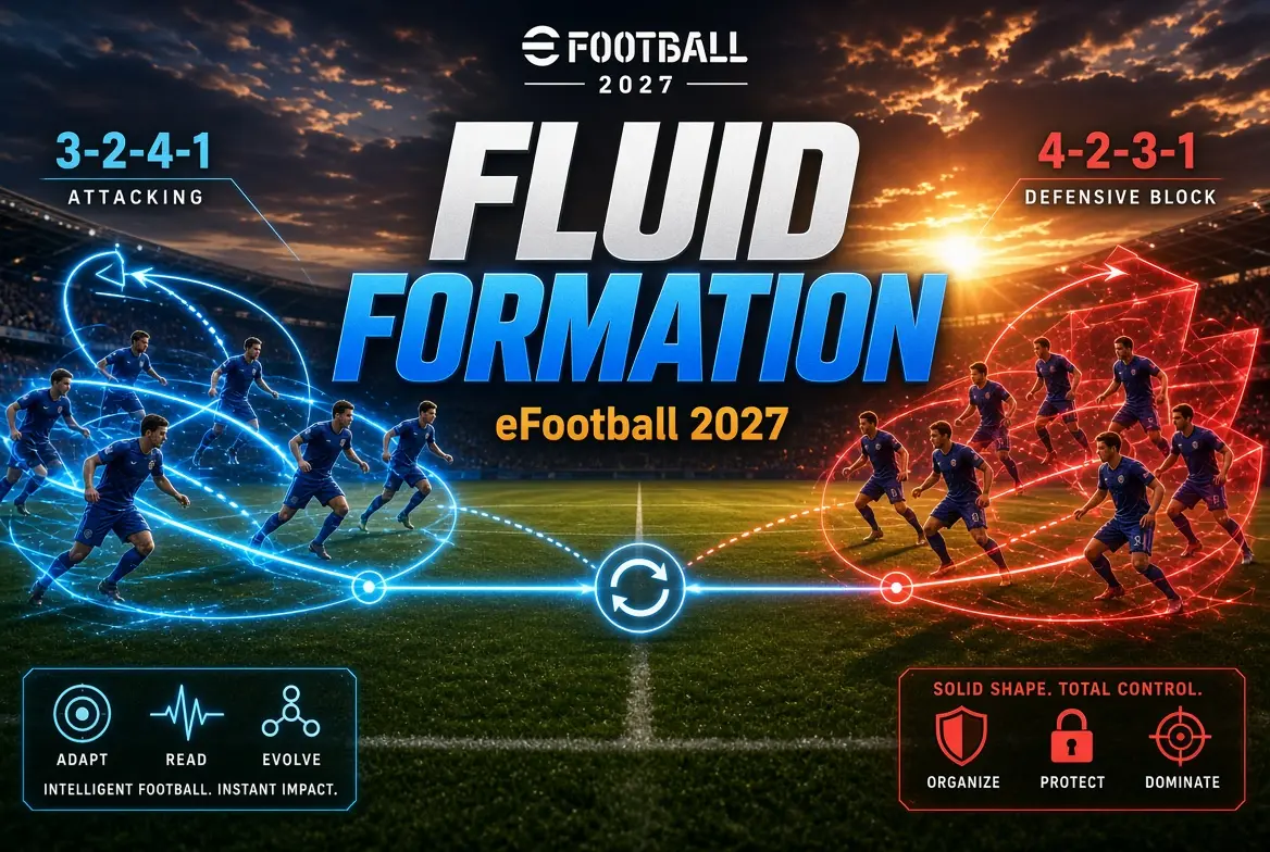 شرح Fluid Formation الجديد في eFootball 2027 + أفضل الإعدادات والتكتيكات الشاملة